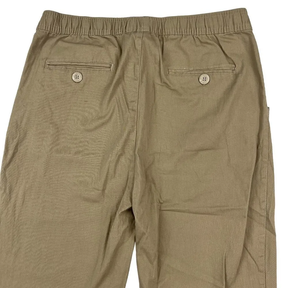 New Galaxy Men Khaki Pants Casual Lightweight Elastic Waist Pockets US L Jogger - Picture 5 of 8